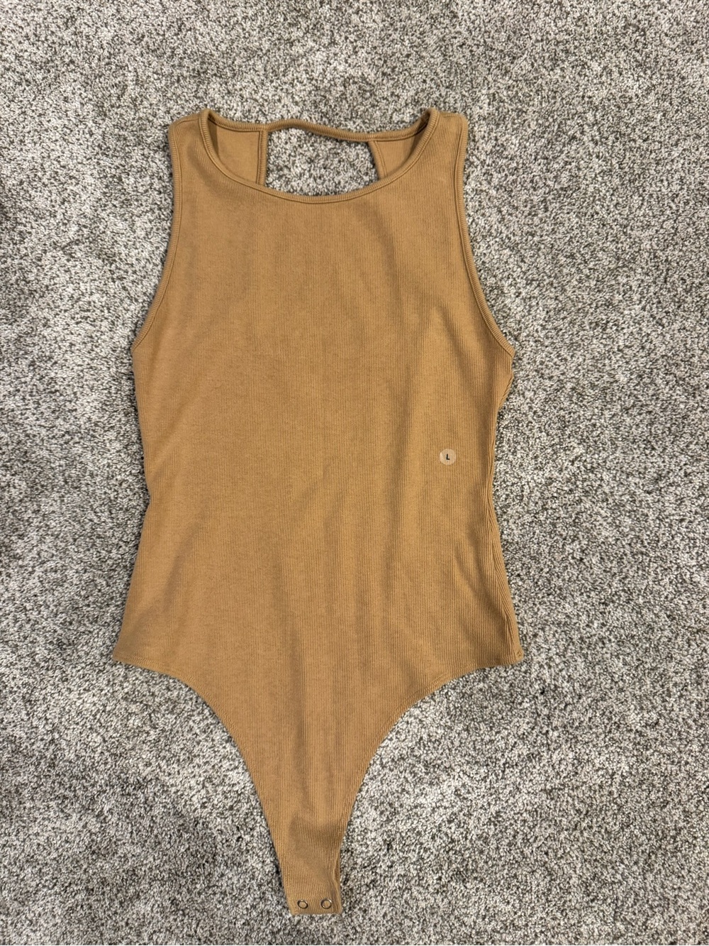 American Eagle Outfitters Camel Ribbed Scoop Neck Bodysuit